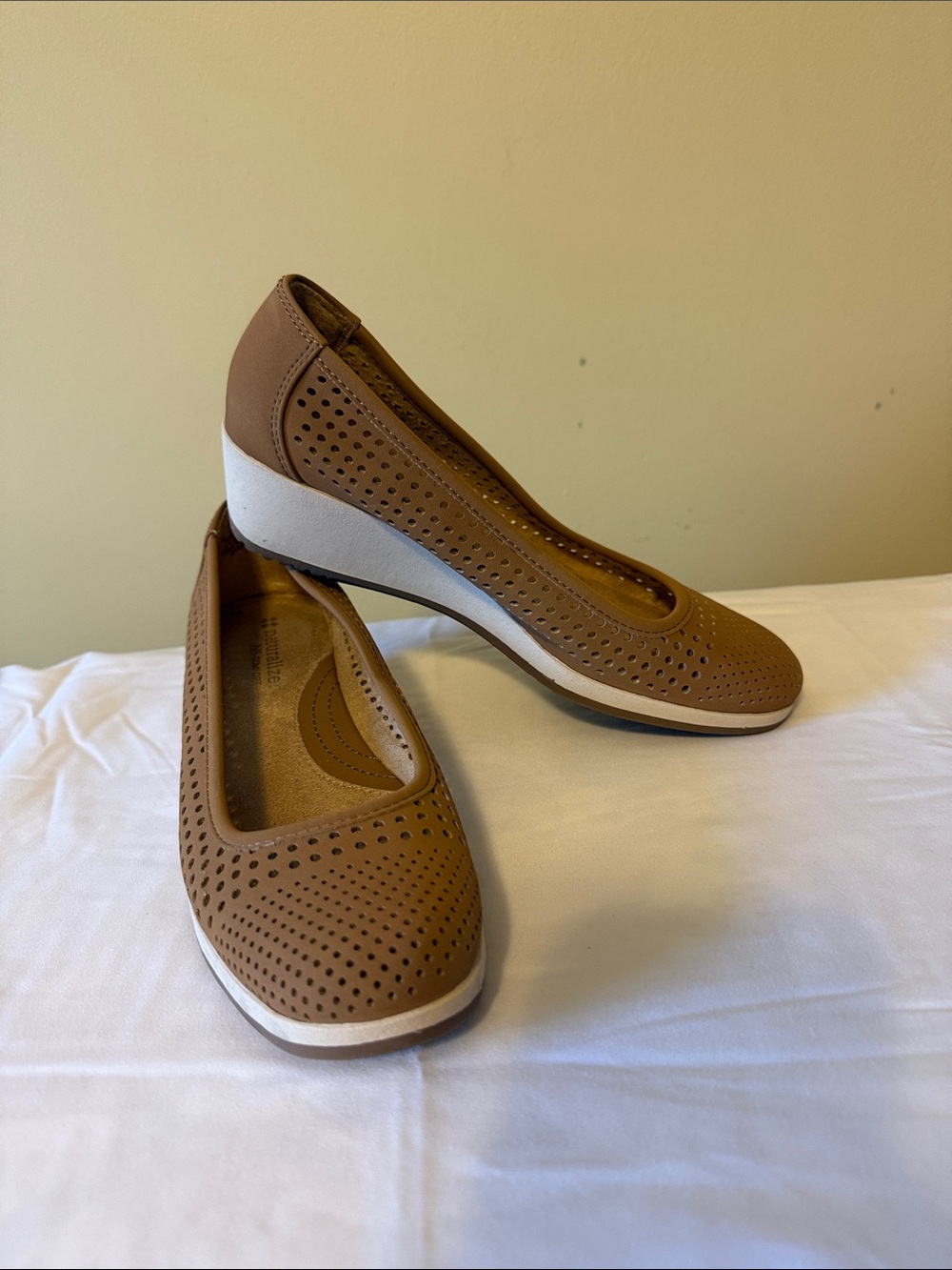 Comfortiva Women’s Brown Perforated Wedge Flats
